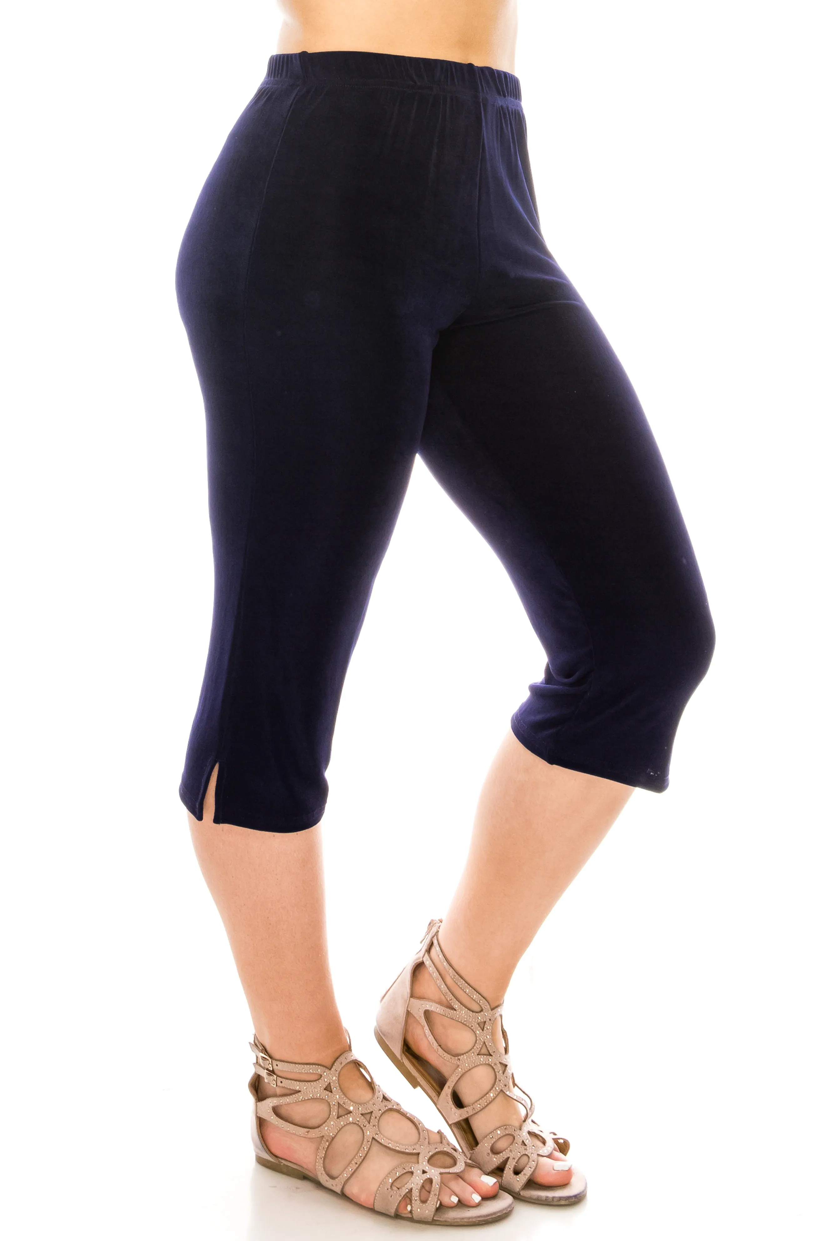Plus Size Acetate Capri Pants-502AY-AXS1