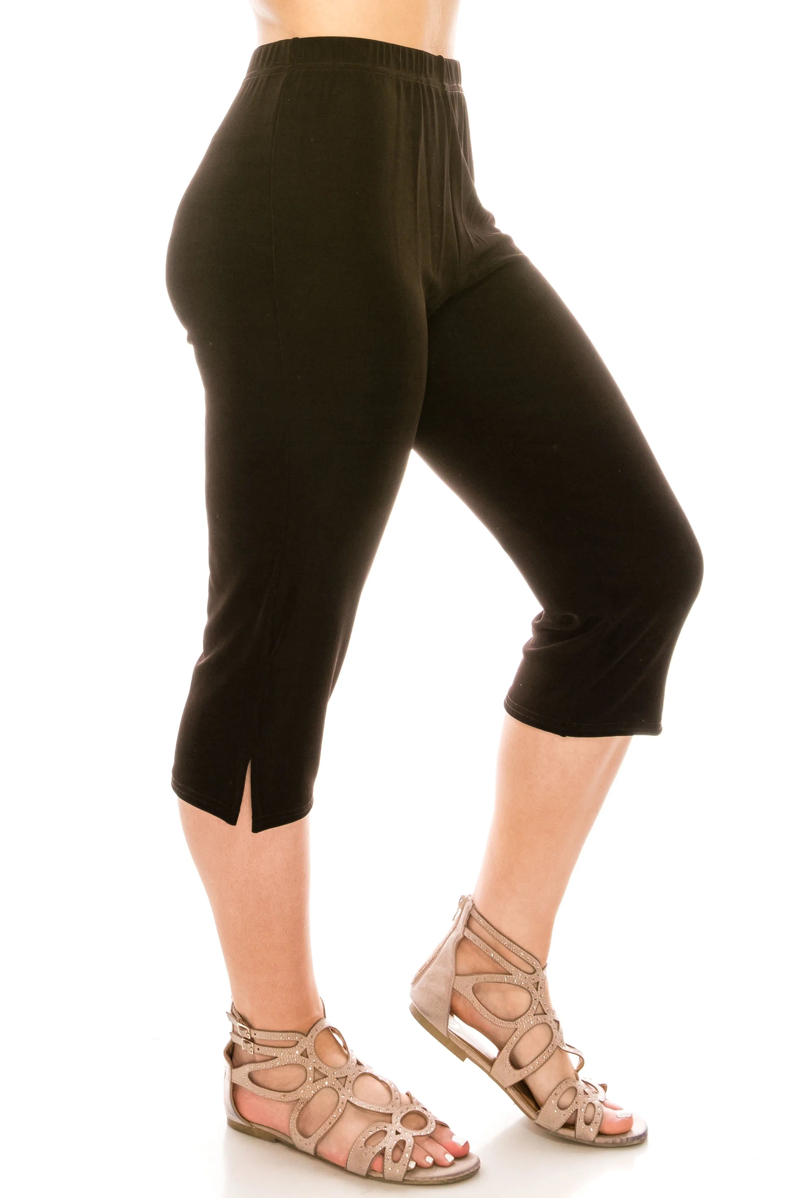 Plus Size Acetate Capri Pants-502AY-AXS1