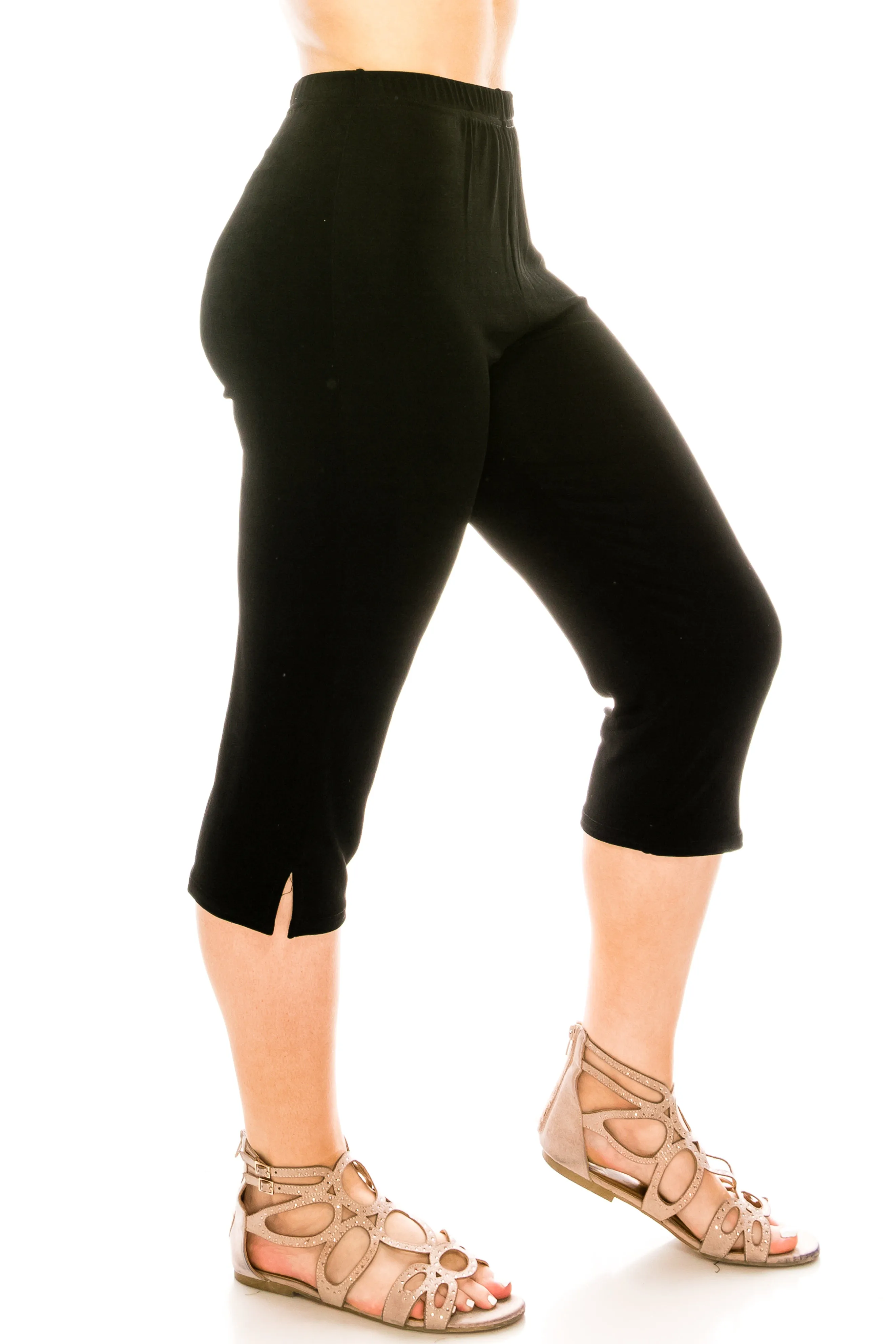 Plus Size Acetate Capri Pants-502AY-AXS1