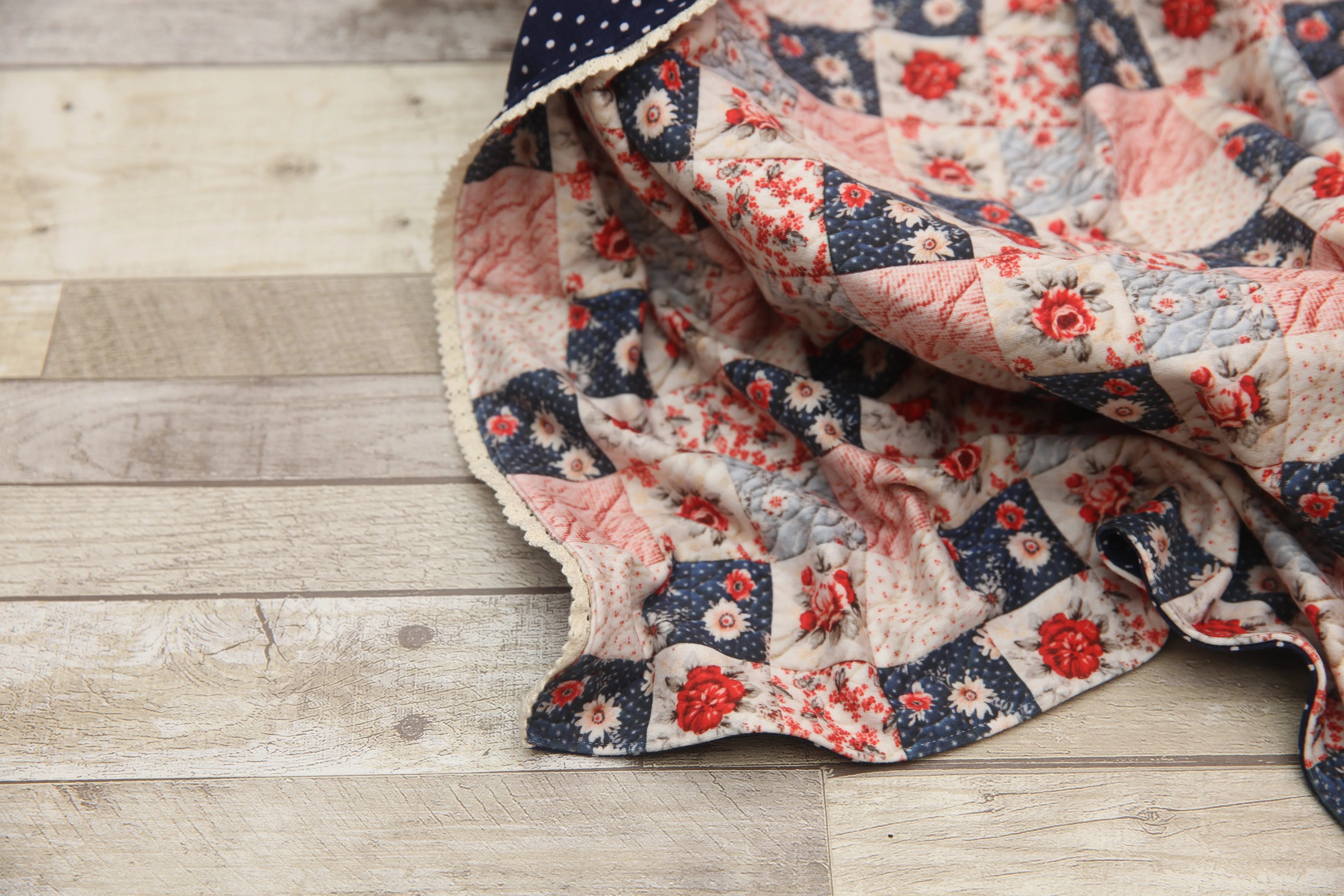 "Quilted" Layer, Basket Stuffer, Blanket- Polka Dot Rose- Made to order