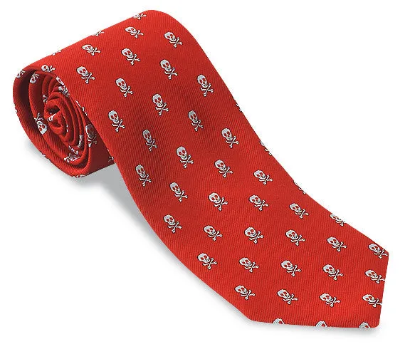 Red/ White Jolly Rogers Skull Necktie - F1647
