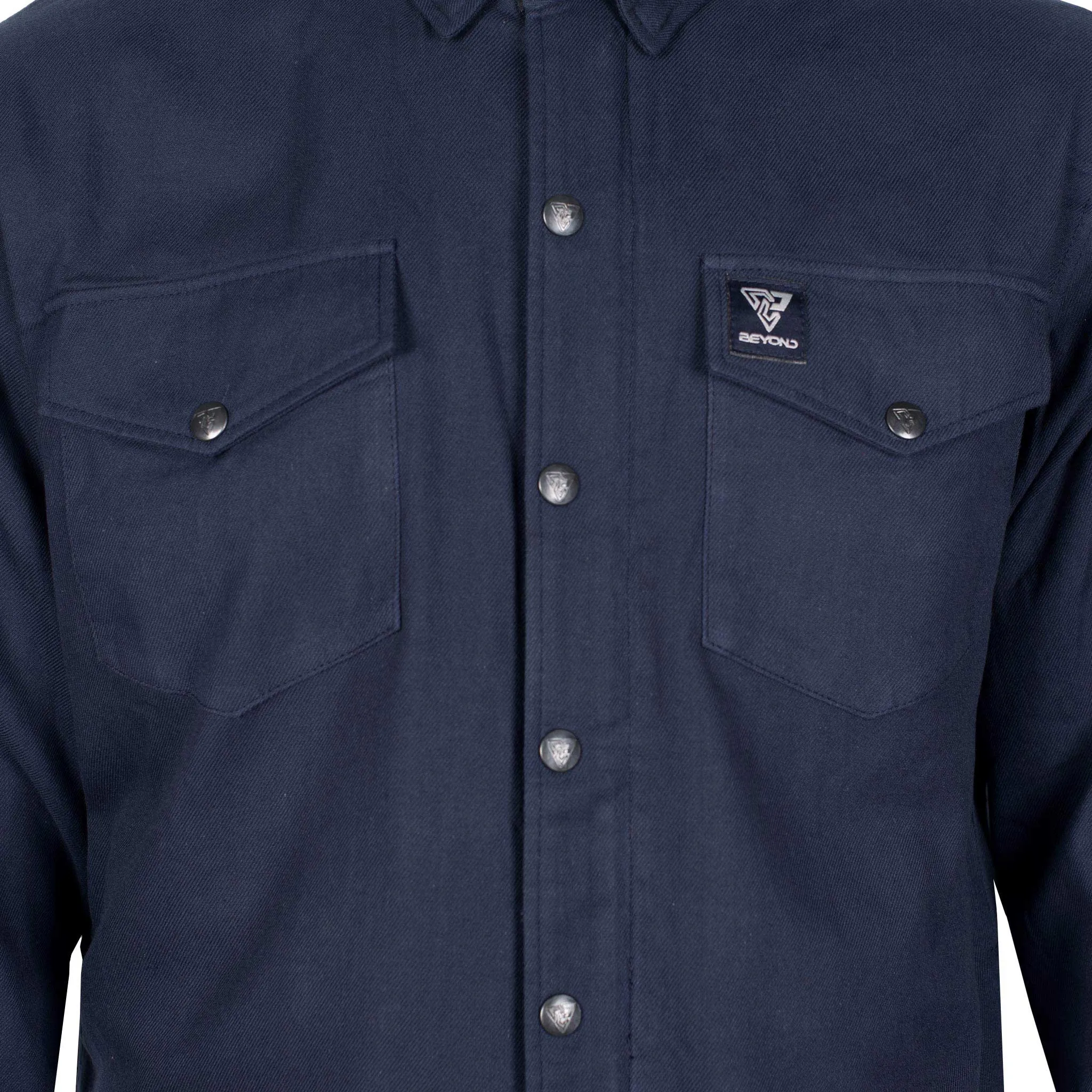 SALE Protective Flannel Shirt - Dark Navy Blue Solid with Pads