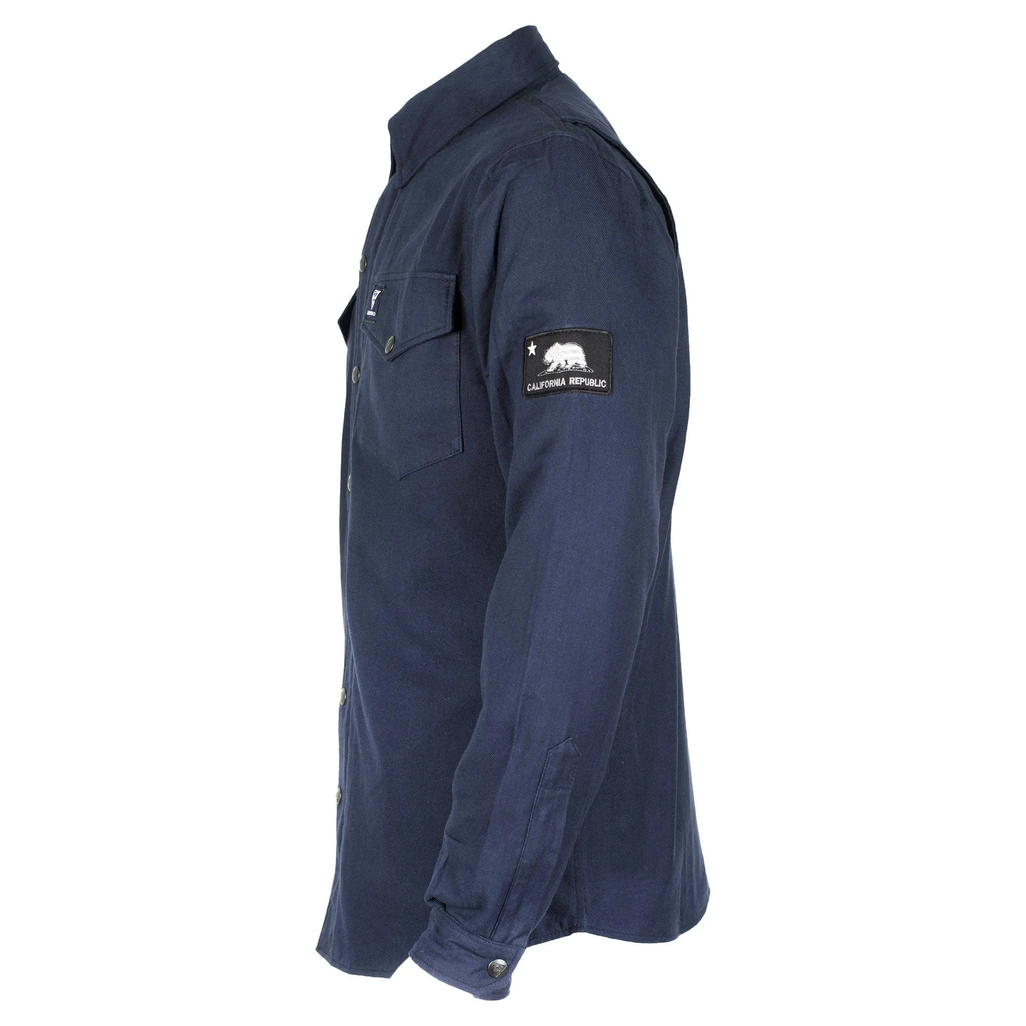 SALE Protective Flannel Shirt - Dark Navy Blue Solid with Pads
