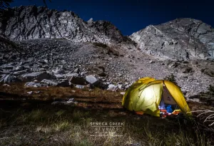 SALE - "Camp at the Rocky Mountains on a Full Moon, Wyoming" 16x24 Fine Art Metal Print - Scratch and Dent Sale