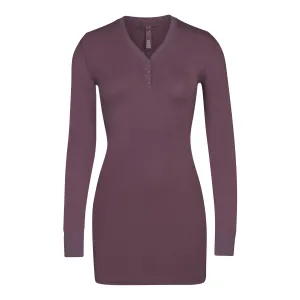 SLEEP HENLEY DRESS | PLUM
