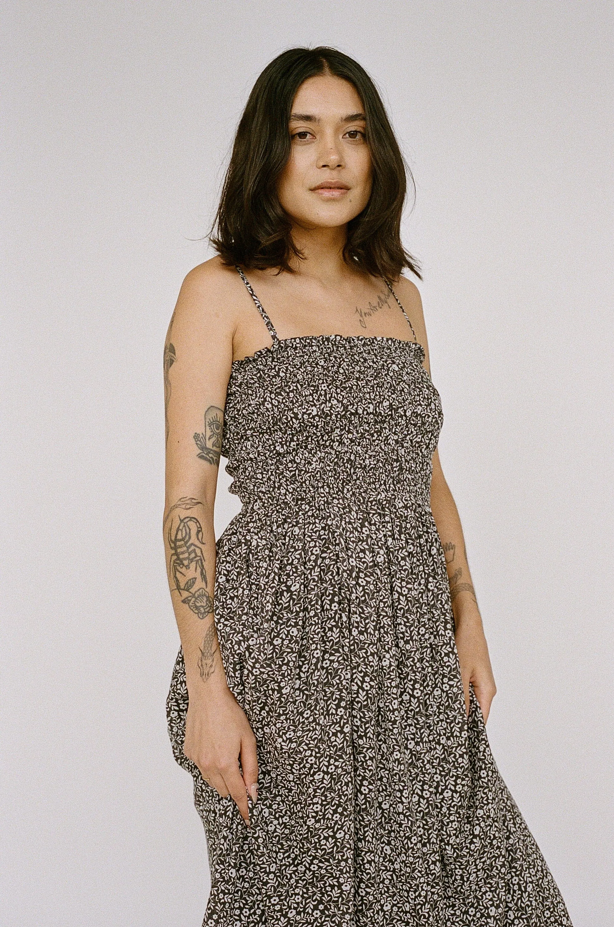 Smocked Strappy Dress -Sample - L-XL