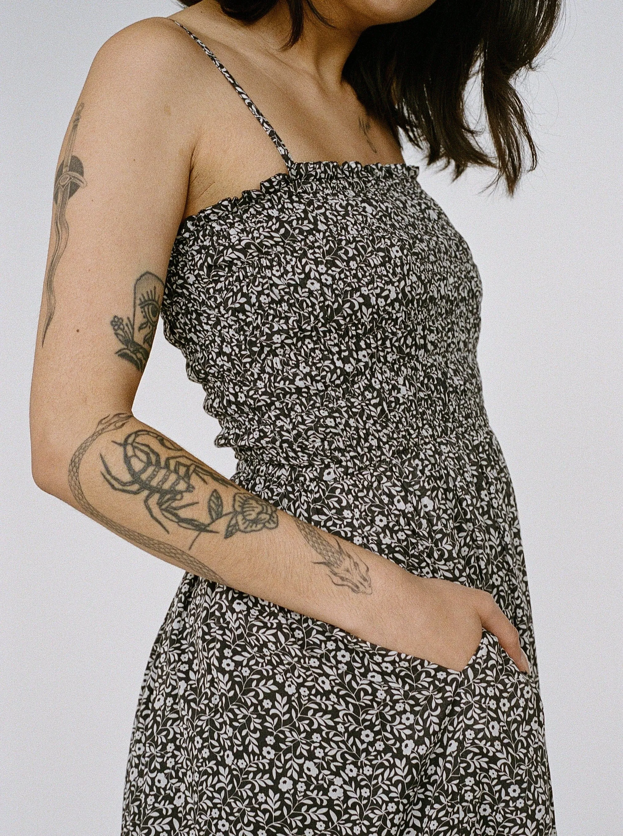 Smocked Strappy Dress -Sample - L-XL