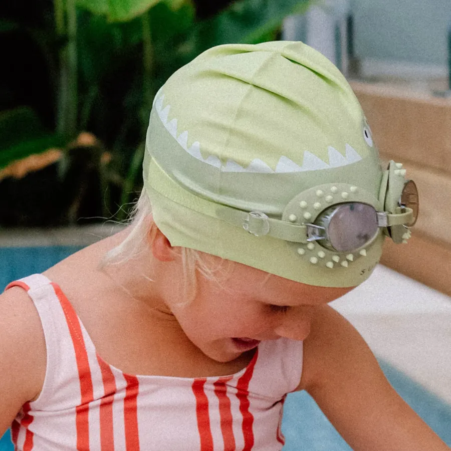 Sunnylife Kids Swimming Cap Cookie The Croc Light Khaki S41SCCRC