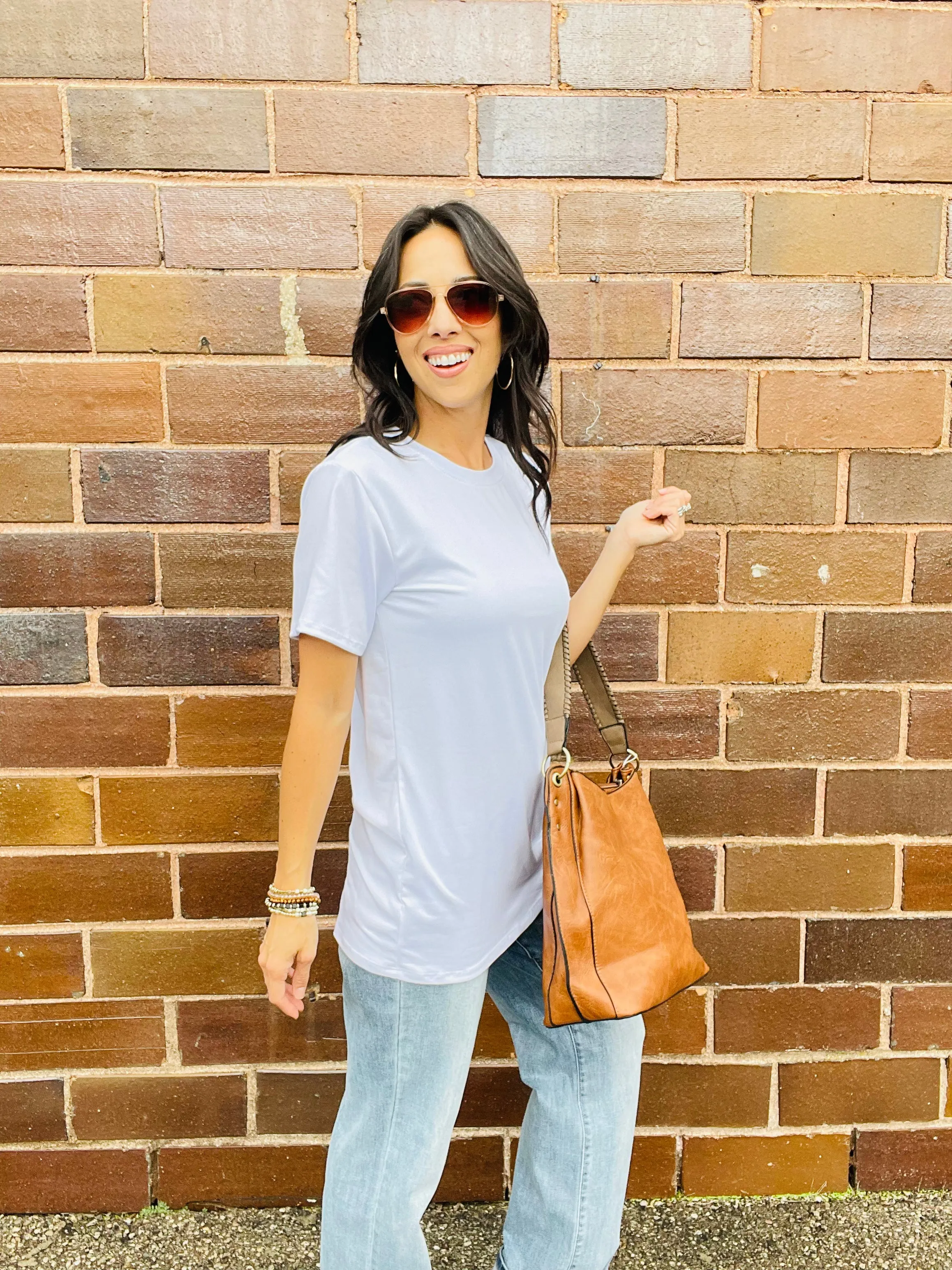 White Short Sleeve Basic Top