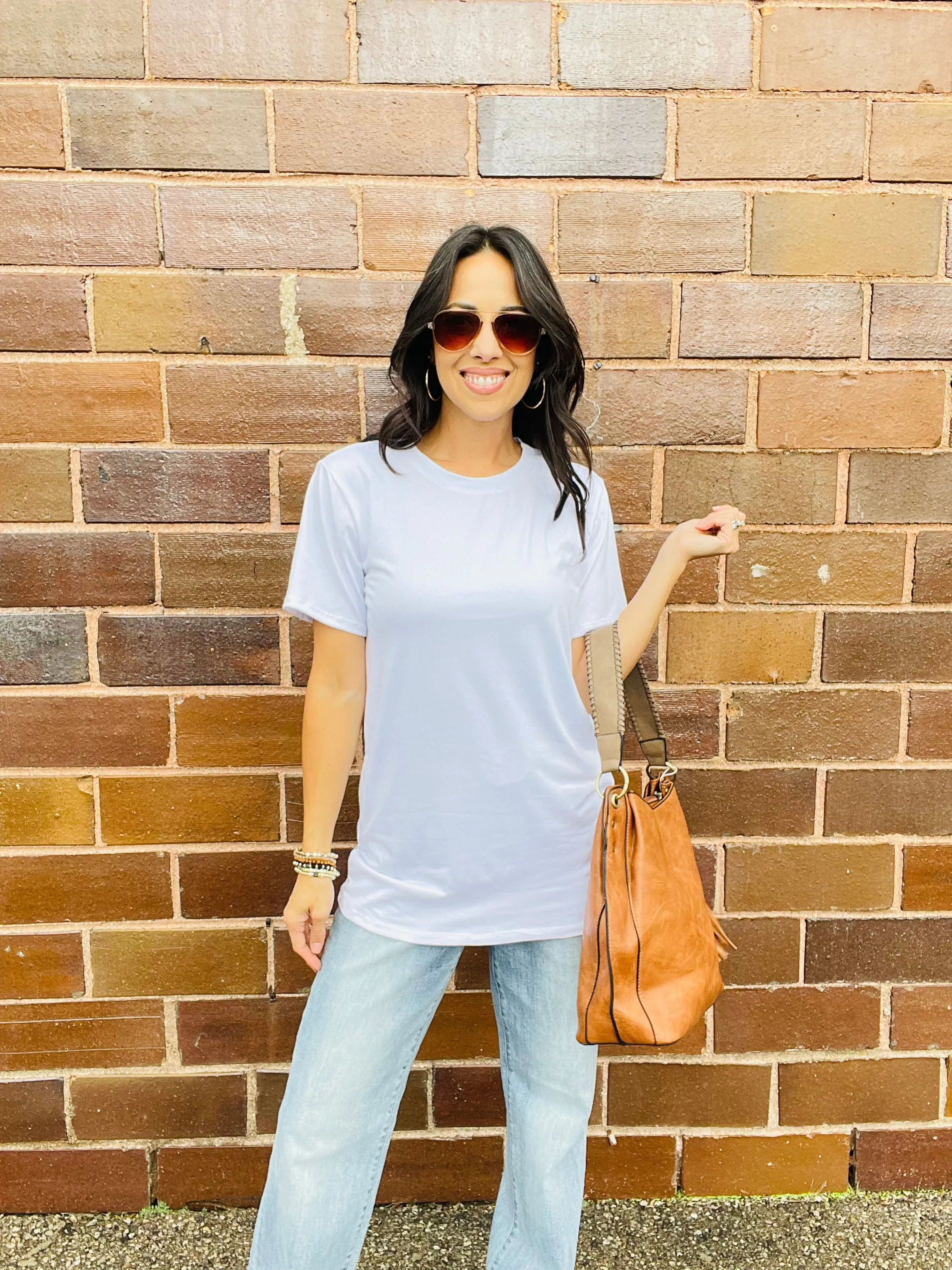 White Short Sleeve Basic Top