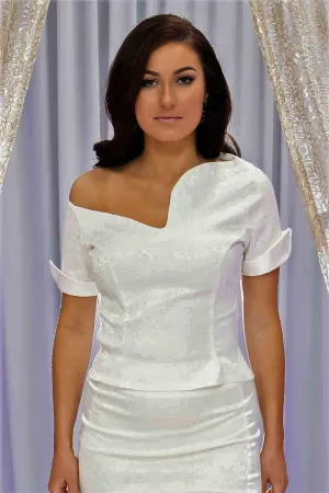 YANA Jacquard Modern Off The Shoulder Bridal TOP